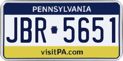 PA license plate JBR5651