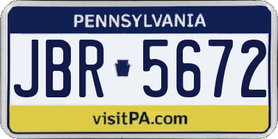 PA license plate JBR5672