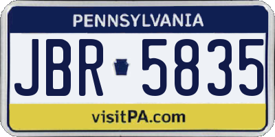 PA license plate JBR5835
