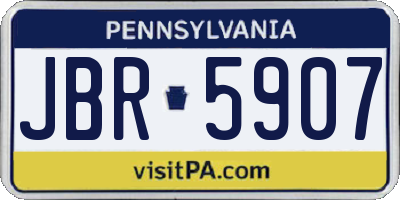 PA license plate JBR5907