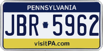 PA license plate JBR5962