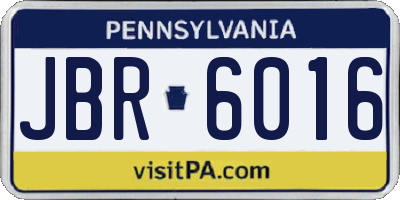PA license plate JBR6016