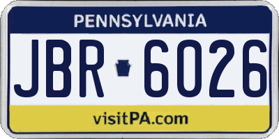 PA license plate JBR6026