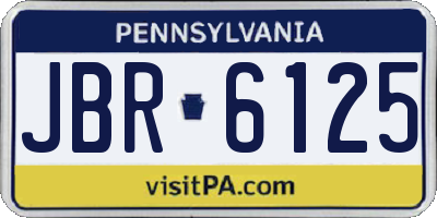 PA license plate JBR6125