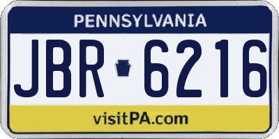 PA license plate JBR6216