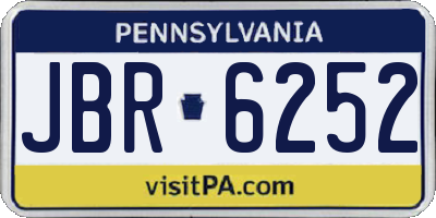 PA license plate JBR6252