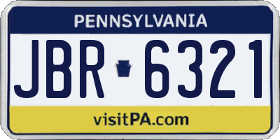 PA license plate JBR6321