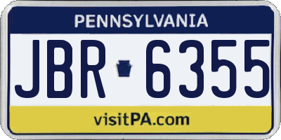 PA license plate JBR6355