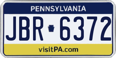 PA license plate JBR6372