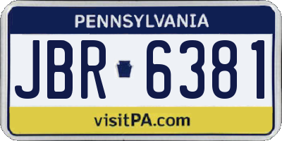 PA license plate JBR6381