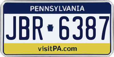PA license plate JBR6387