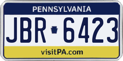 PA license plate JBR6423