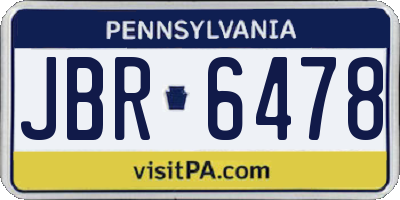 PA license plate JBR6478