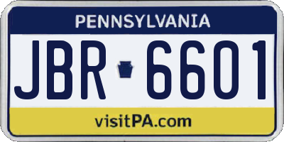 PA license plate JBR6601
