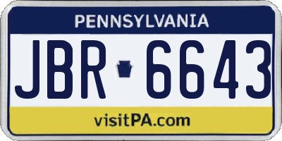 PA license plate JBR6643