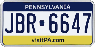 PA license plate JBR6647