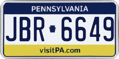 PA license plate JBR6649