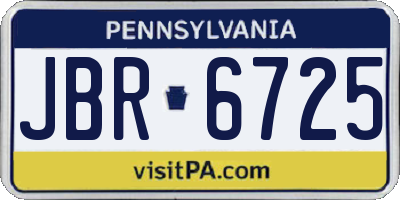 PA license plate JBR6725