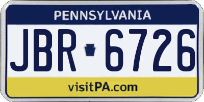 PA license plate JBR6726