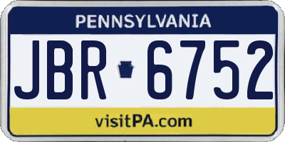 PA license plate JBR6752
