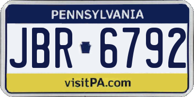 PA license plate JBR6792