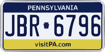 PA license plate JBR6796