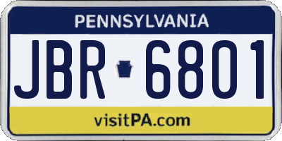 PA license plate JBR6801