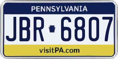 PA license plate JBR6807