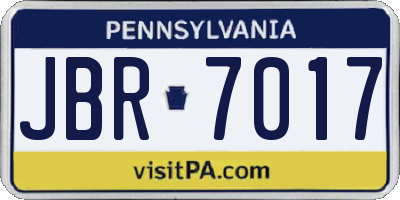 PA license plate JBR7017