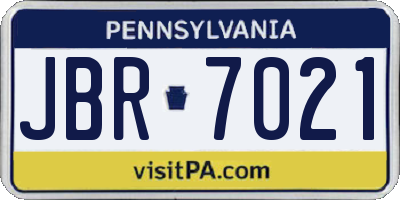 PA license plate JBR7021