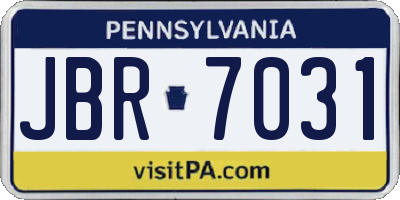 PA license plate JBR7031