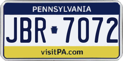 PA license plate JBR7072