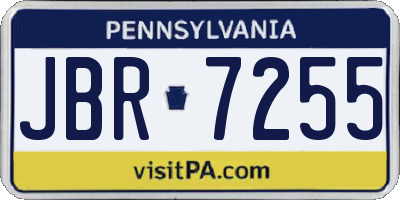 PA license plate JBR7255