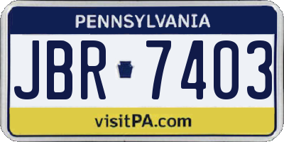 PA license plate JBR7403