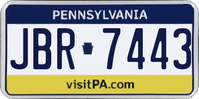 PA license plate JBR7443