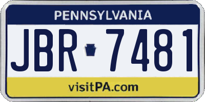 PA license plate JBR7481