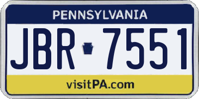PA license plate JBR7551