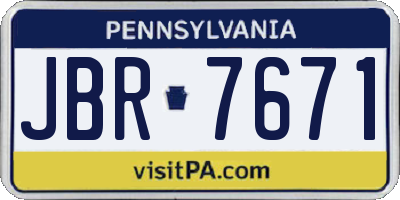 PA license plate JBR7671