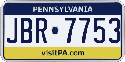 PA license plate JBR7753