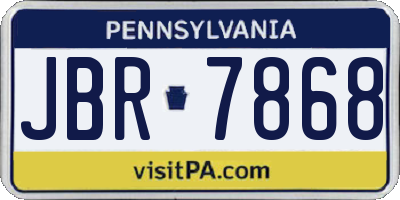PA license plate JBR7868