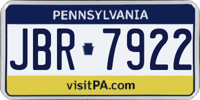 PA license plate JBR7922