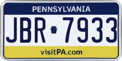 PA license plate JBR7933