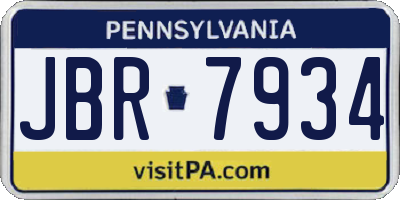 PA license plate JBR7934