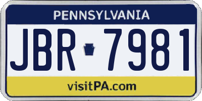 PA license plate JBR7981