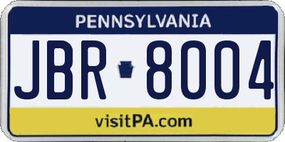 PA license plate JBR8004