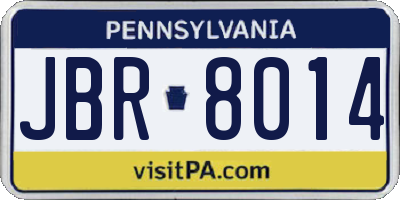 PA license plate JBR8014