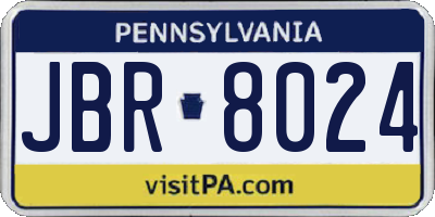 PA license plate JBR8024