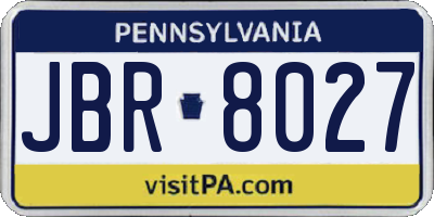 PA license plate JBR8027