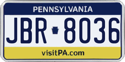 PA license plate JBR8036