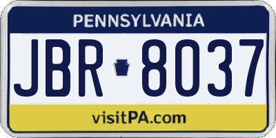 PA license plate JBR8037